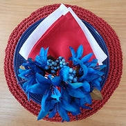 Maison Charlo Set of 4 Royal Blue Lilies Flower Celebration Napkin Rings