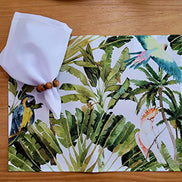 Charlo's Set of 4 Waterproof Rectangular Placemats Brazilian Parrot 17X13