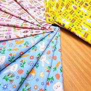 Charlo's Easter Pink Cotton Cloth Napkins Easter Bunny Delight Joyful 15 x15