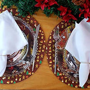 Set of 4 Round Placemats Covers Christmas Cookie Cloth 14
