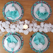 Charlo's Wholesale Set of 20 Snow White Chrysanthemum Flower Napkin Rings for party, wedding, shopkeeper, birthday, restaurant