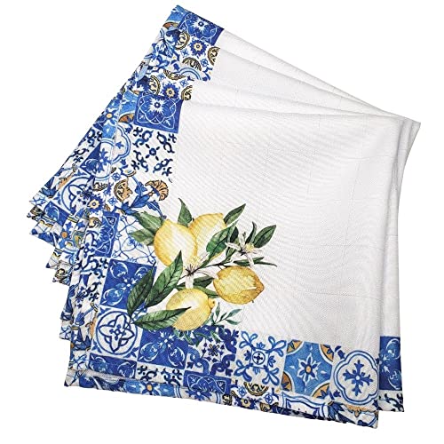 Charlo's Cloth Napkins Set of 4 Sicilian Lemon Tile by Charlo 16