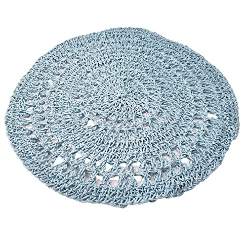 Charlo's Set of 4 Blue Sustainable Rustic Chic Round Placemats 16