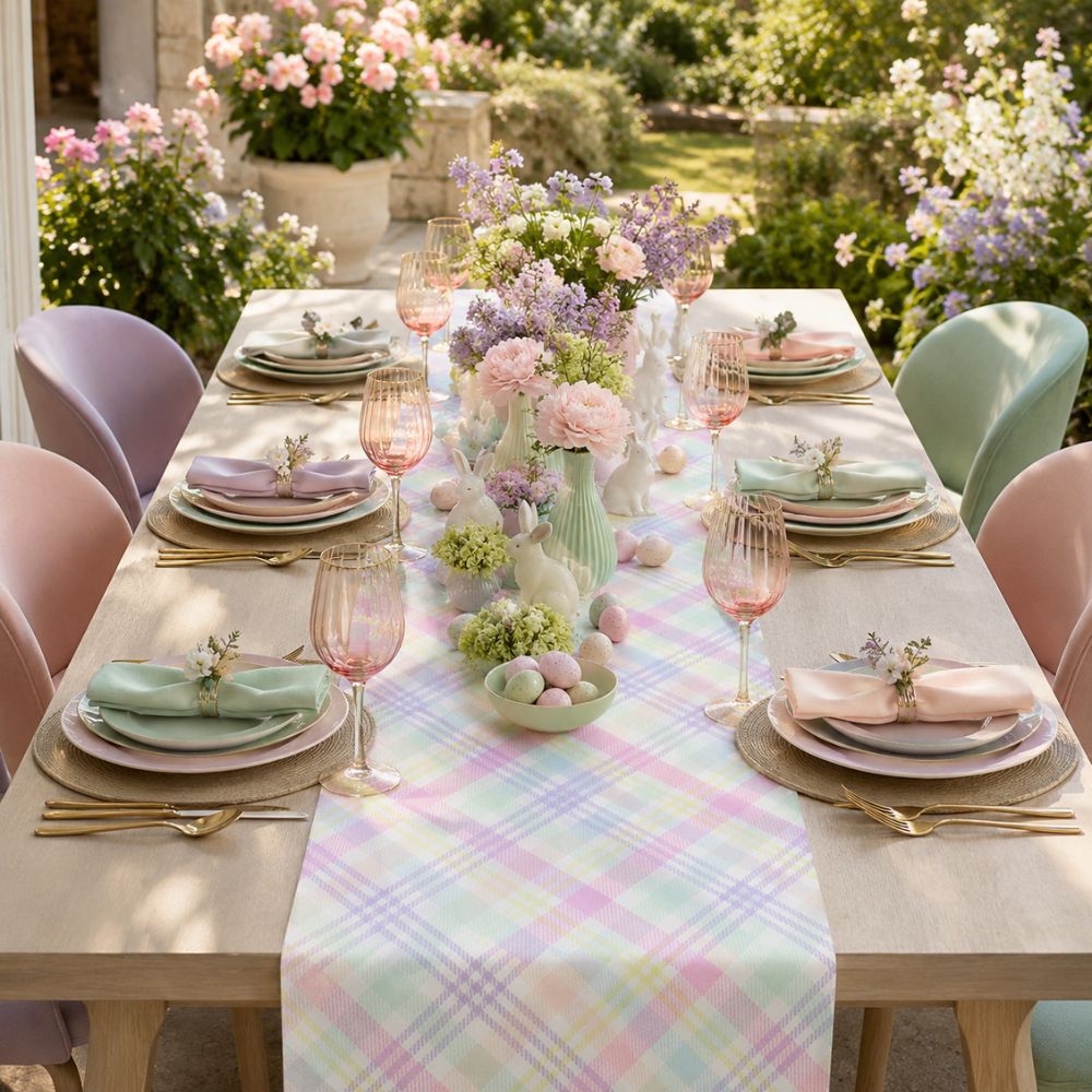 Charlo's Table Runner Chess Pastel Palette  18