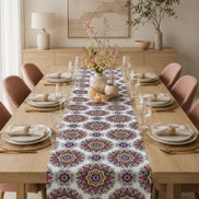 Charlo's Cotton Mandala Table Runner White 18