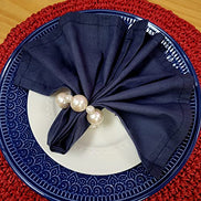 Charlo's Set of 4 Navy Blue 100% Cotton Solid Cloth Napkins 15