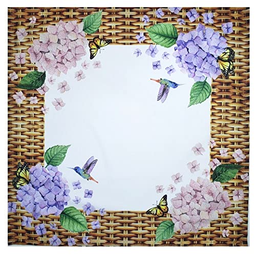 Charlo's Cloth Napkins Set of 4 Hydrangeas Flower Bird 16
