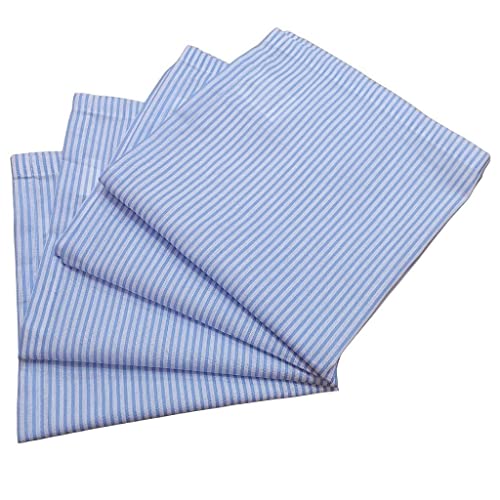 Charlo's Set of 4 Blue Striped 100% Cotton Cloth Napkins 15