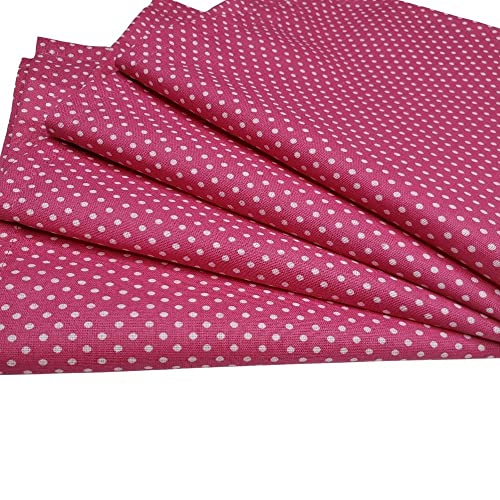 Charlo's Set of 4 Light Dark Pink Polka Dot 100% Cotton Cloth Napkins 15