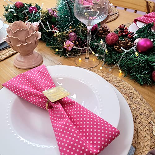 Charlo's Set of 4 Light Dark Pink Polka Dot 100% Cotton Cloth Napkins 15
