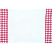 Set of 4 Placemats White Cotton Twill with Red Plaid Embroidery 18