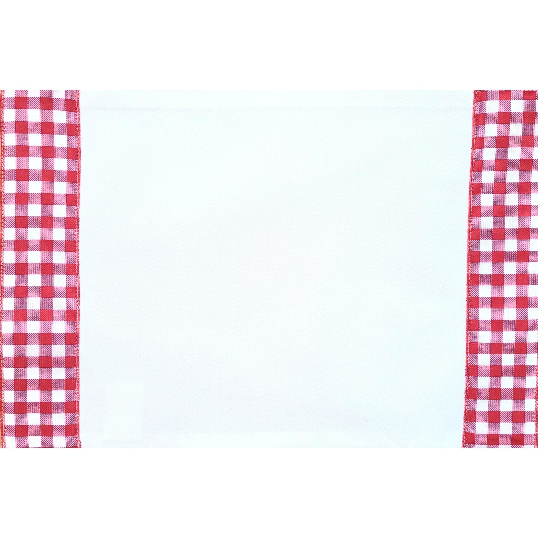 Set of 4 Placemats White Cotton Twill with Red Plaid Embroidery 18