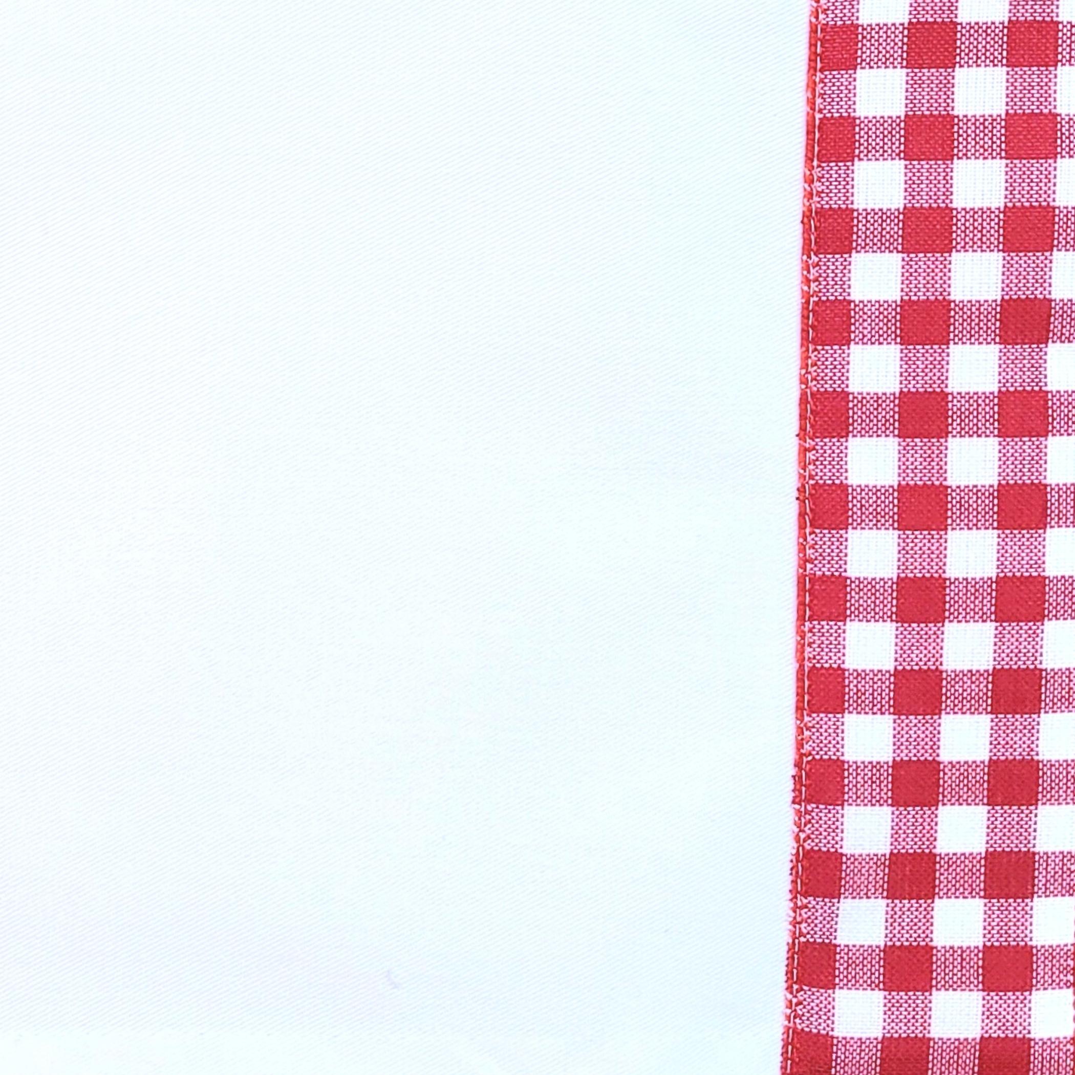 Set of 4 Placemats White Cotton Twill with Red Plaid Embroidery 18