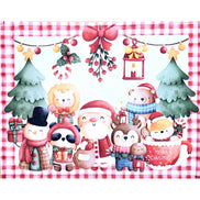 Set of 4 Placemats Red Lively Christmas Party Cloth Waterproof 17