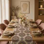 Charlo's Cotton Mandala Table Runner Beige 18