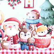 Set of 4 Placemats Red Lively Christmas Party Cloth Waterproof 17