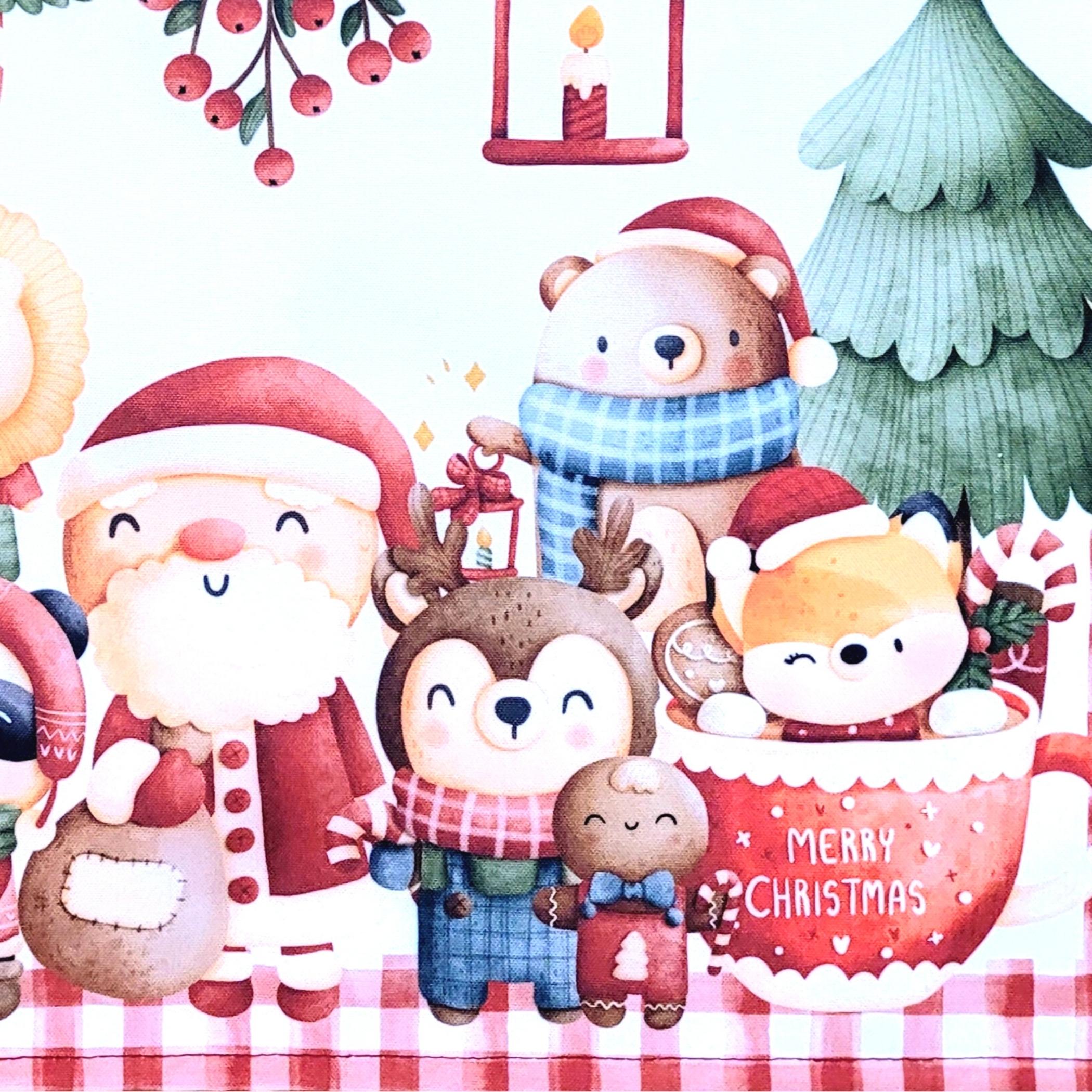Set of 4 Placemats Red Lively Christmas Party Cloth Waterproof 17