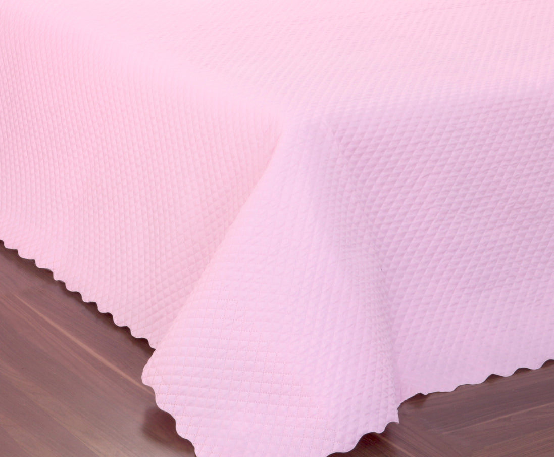 Queen Quilted Bedspread Set 3 Pieces Pink 98.4 x 94.5 in – Soft Microfiber Lightweight Bedding