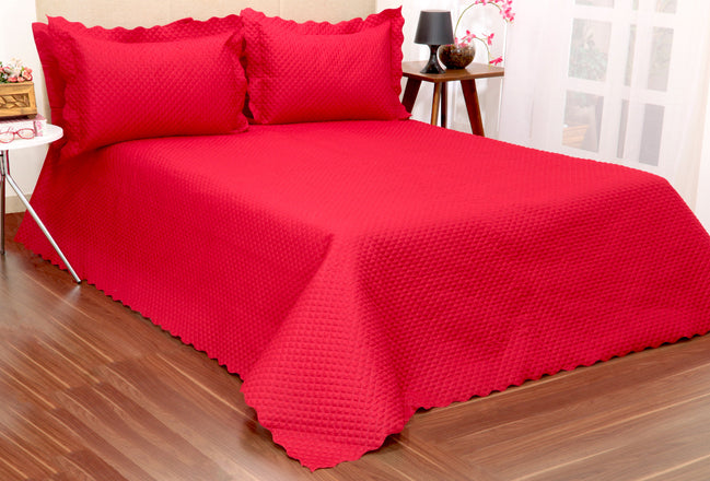 Queen Quilted Bedspread Set 3 Pieces Red 98.4 x 94.5 in – Soft Microfiber Lightweight Bedding