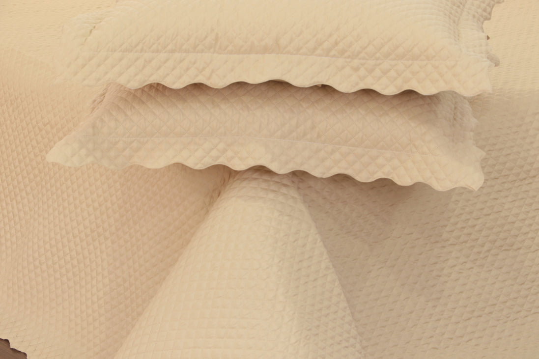 Queen Quilted Bedspread Set 3 Pieces Hazelnut Beige 98.4 x 94.5 in – Soft Microfiber Bedding