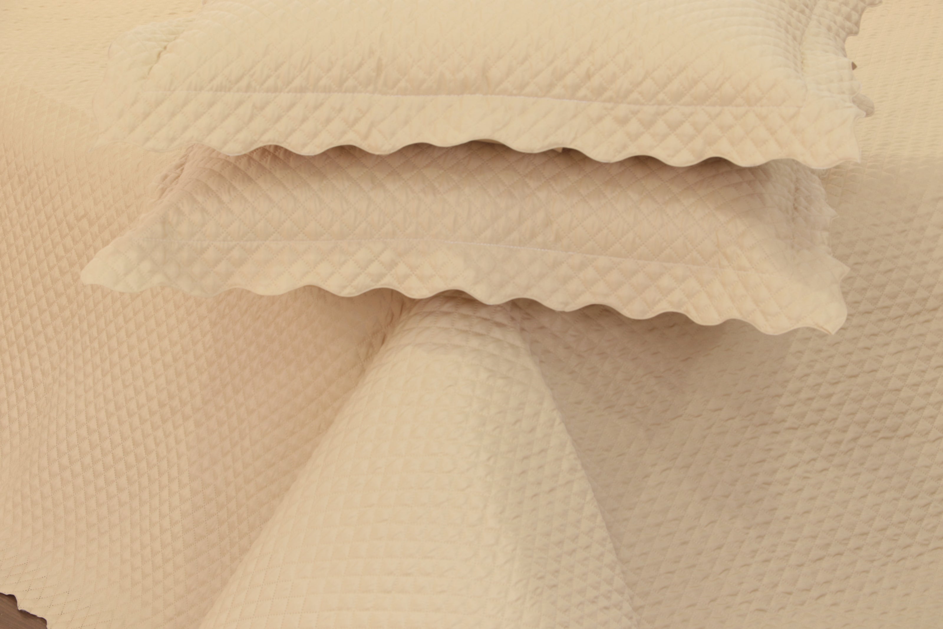 Queen Quilted Bedspread Set 3 Pieces Hazelnut Beige 98.4 x 94.5 in – Soft Microfiber Bedding