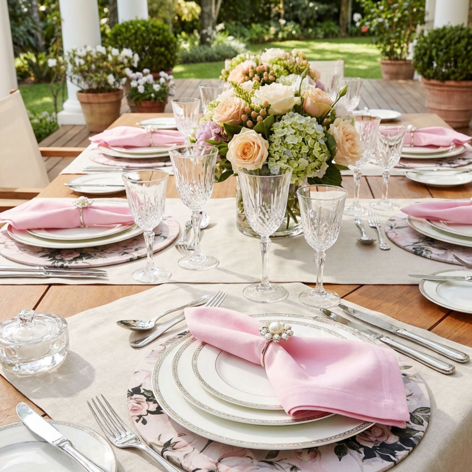 Charlo's Synthetic Cloth Napkins Set of 4 Solid Light Pink 16