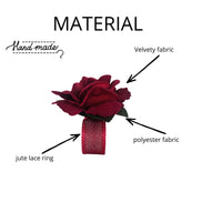 Maison Charlo Set of 2 Velvet Red Rosebud Napkin Rings with Velvet Jewelry Pouch