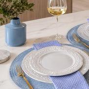 Charlo's Set of 4 Blue Polka Dot 100% Cotton Cloth Napkins 15