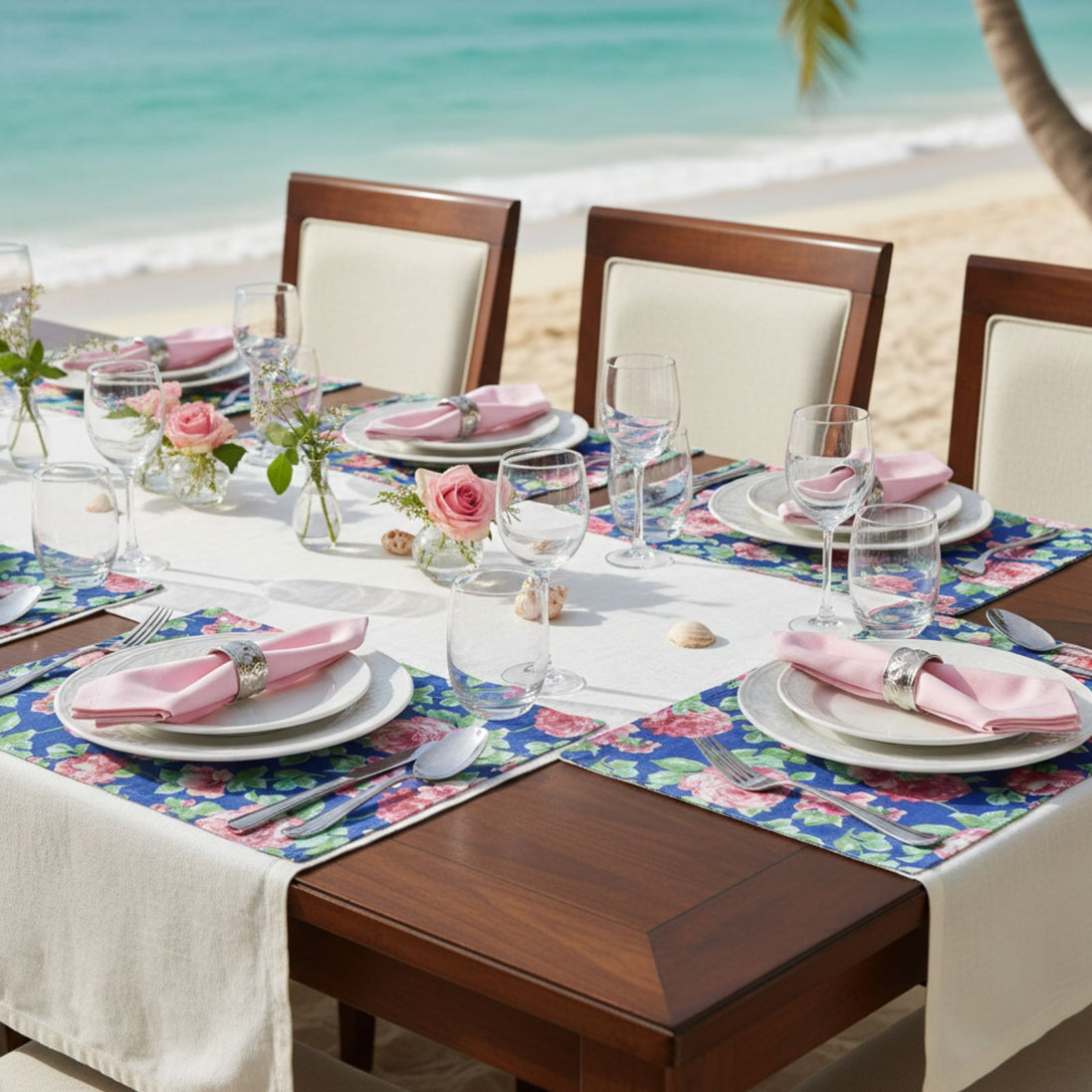 Charlo's Set of 4 Rectangular Placemats Celestial Floral 18" x 12"