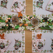 Set of 4 Polka Dot Orange Waterproof Rectangular Placemats Easter 17