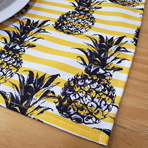 Set of 4 Waterproof Rectangular Placemats Striped Pineapple 17