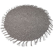 Charlo's Set of 4 Grey Folk Sustainable Rustic Chic Round Placemats 16