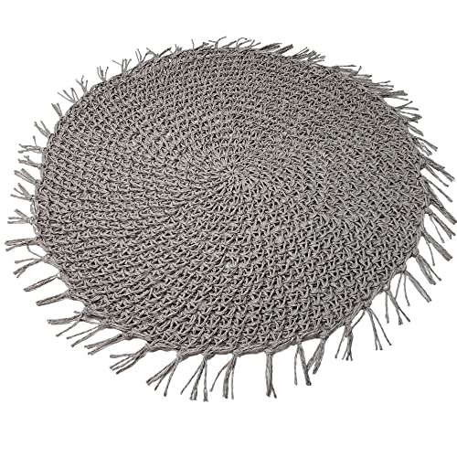 Charlo's Set of 4 Grey Folk Sustainable Rustic Chic Round Placemats 16