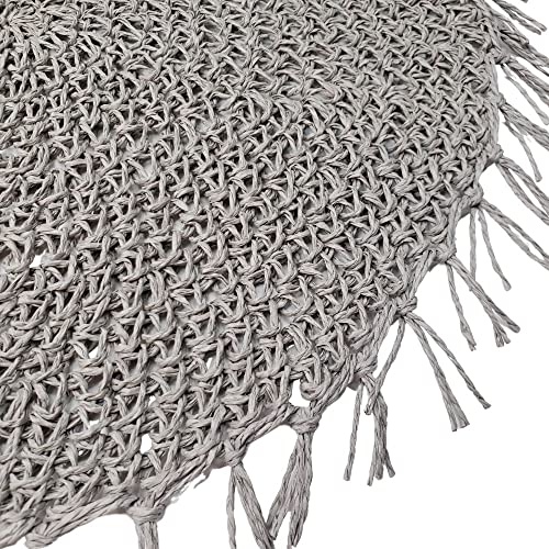 Charlo's Set of 4 Grey Folk Sustainable Rustic Chic Round Placemats 16