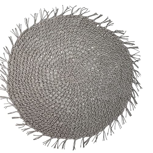 Charlo's Set of 4 Grey Folk Sustainable Rustic Chic Round Placemats 16