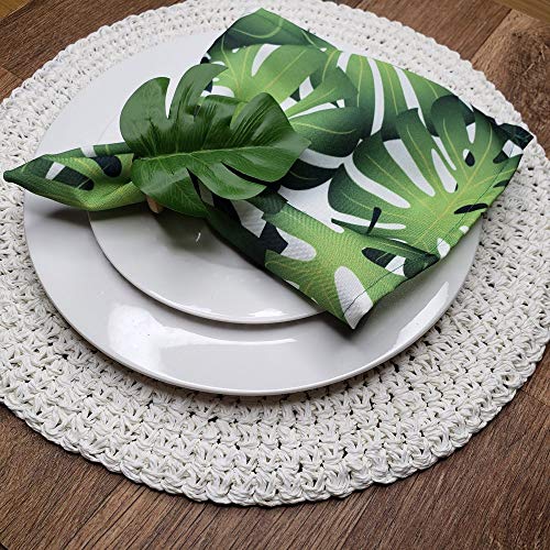 Charlo's Cloth Napkins Set of 4 Green Palm Leaf Monstera Tropical 16