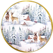 Set of 4 Round Placemats Covers Christmas Reindeer Cloth 14