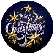 Set of 4 Round Placemats Covers Merry Christmas Cloth 14