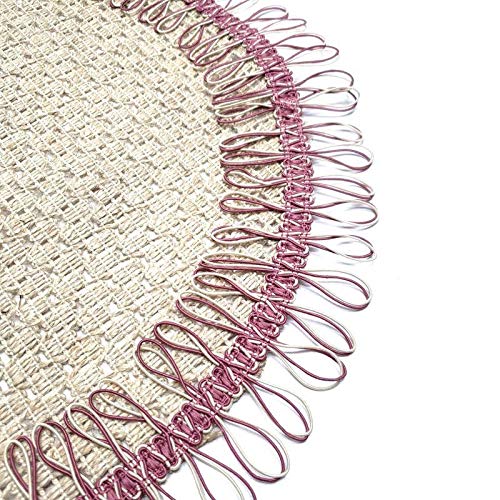 Charlo's Set of 2 Pink Beige Sustainable Brazilian Jute Liz Round Placemats Sousplat 16
