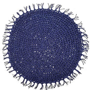 Charlo's Set of 4 Blue Navy Folk Sustainable Rustic Chic Round Placemats 16