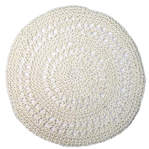 Charlo's Set of 4 Off White Sustainable Rustic Chic Round Placemats 16