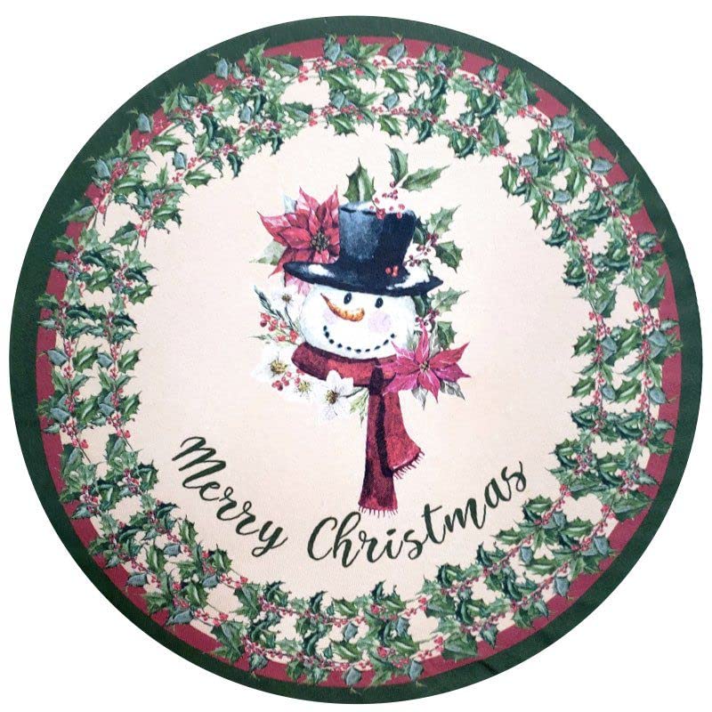 Set of 4 Round Placemats Covers Christmas Snowman Cloth 14