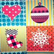 Set of 4 Round Placemats Covers Christmas Patchwork Cloth 14