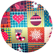 Set of 4 Round Placemats Covers Christmas Patchwork Cloth 14