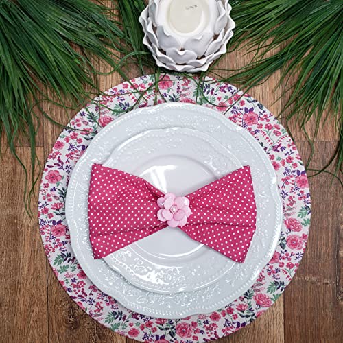 Charlo's Set of 4 Light Dark Pink Polka Dot 100% Cotton Cloth Napkins 15