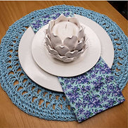 Charlo's Set of 4 Blue Sustainable Rustic Chic Round Placemats 16