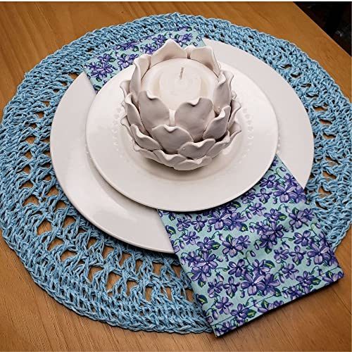 Charlo's Set of 4 Blue Sustainable Rustic Chic Round Placemats 16