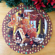Set of 4 Round Placemats Covers Christmas Cookie Cloth 14