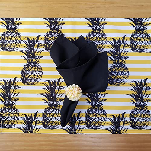 Set of 4 Waterproof Rectangular Placemats Striped Pineapple 17