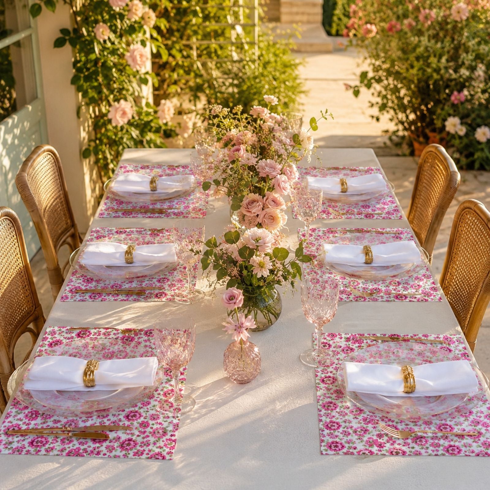 Charlo's Set of 4 Rectangular Placemats Floral Cupid 18